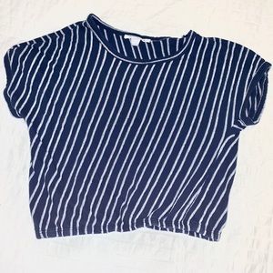 Navy Striped Cropped Shirt